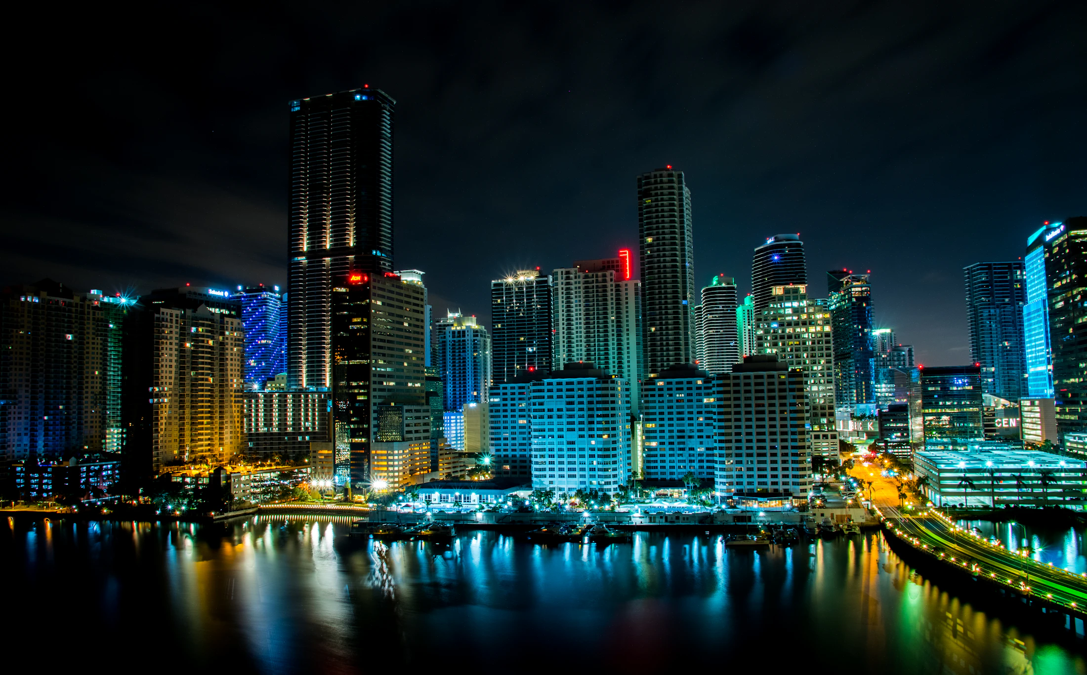Miami skyline at night