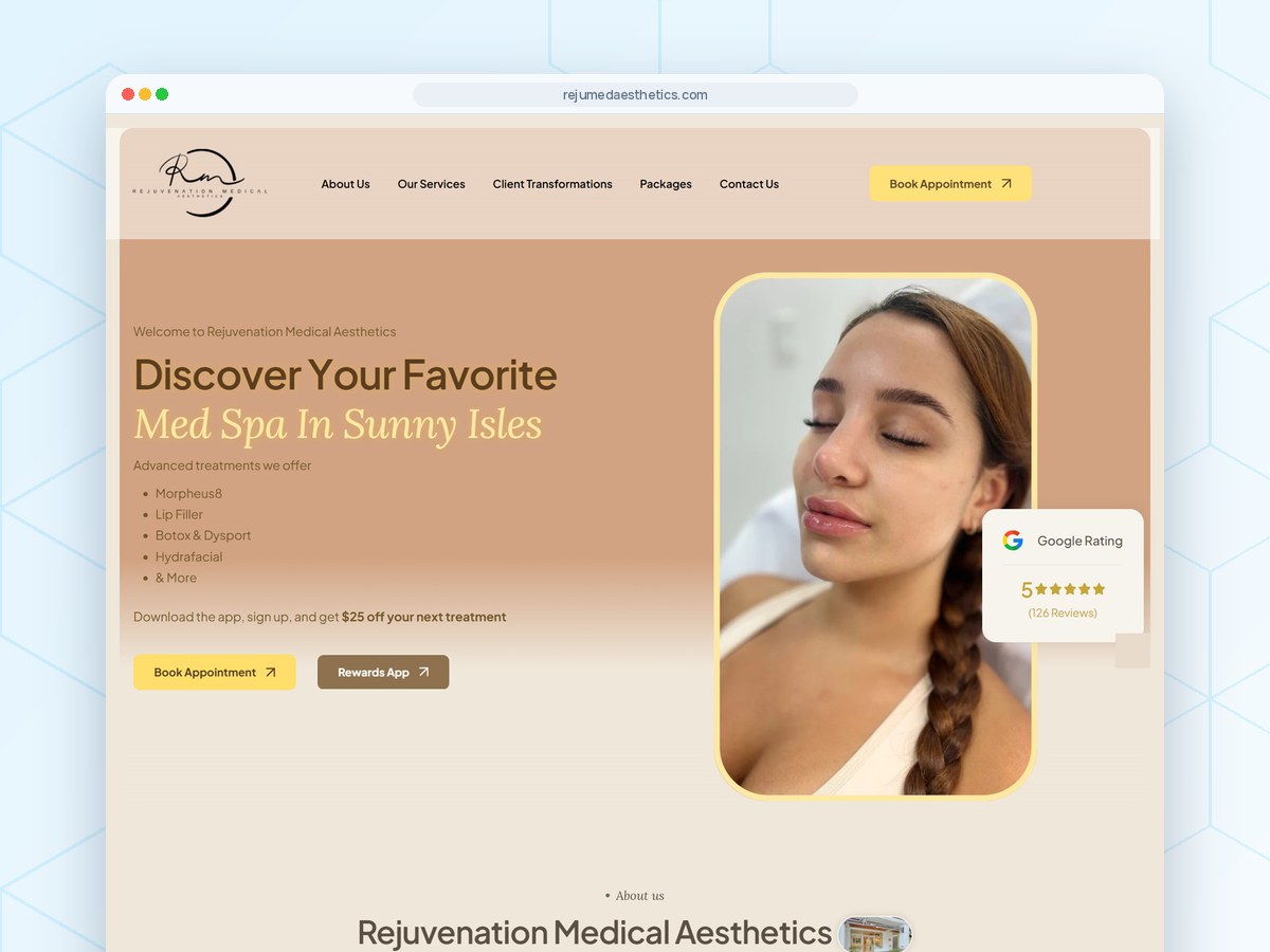 Rejuvenation Medical Aesthetics website
