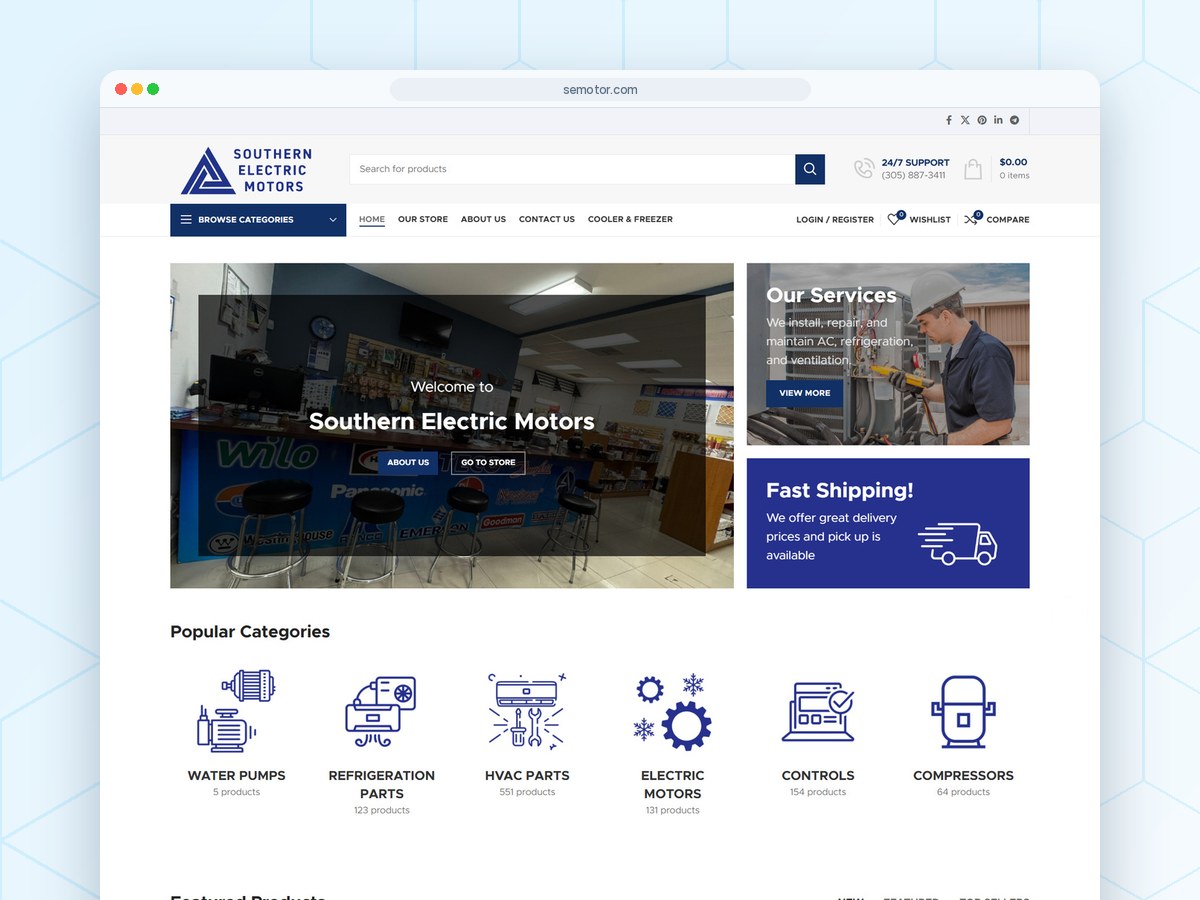 Southern Electric Motors ecommerce store