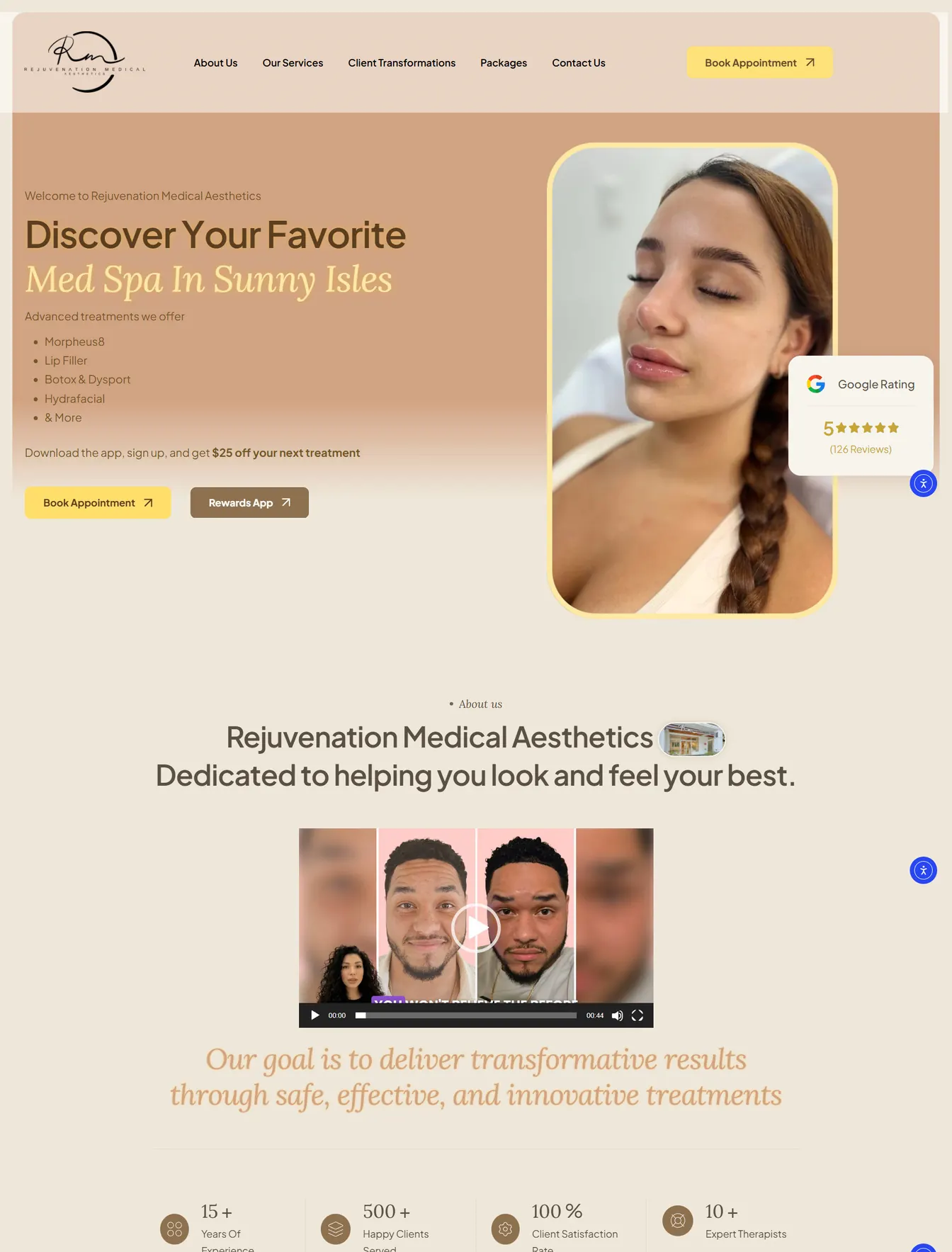 Rejuvenation Medical Aesthetics website
